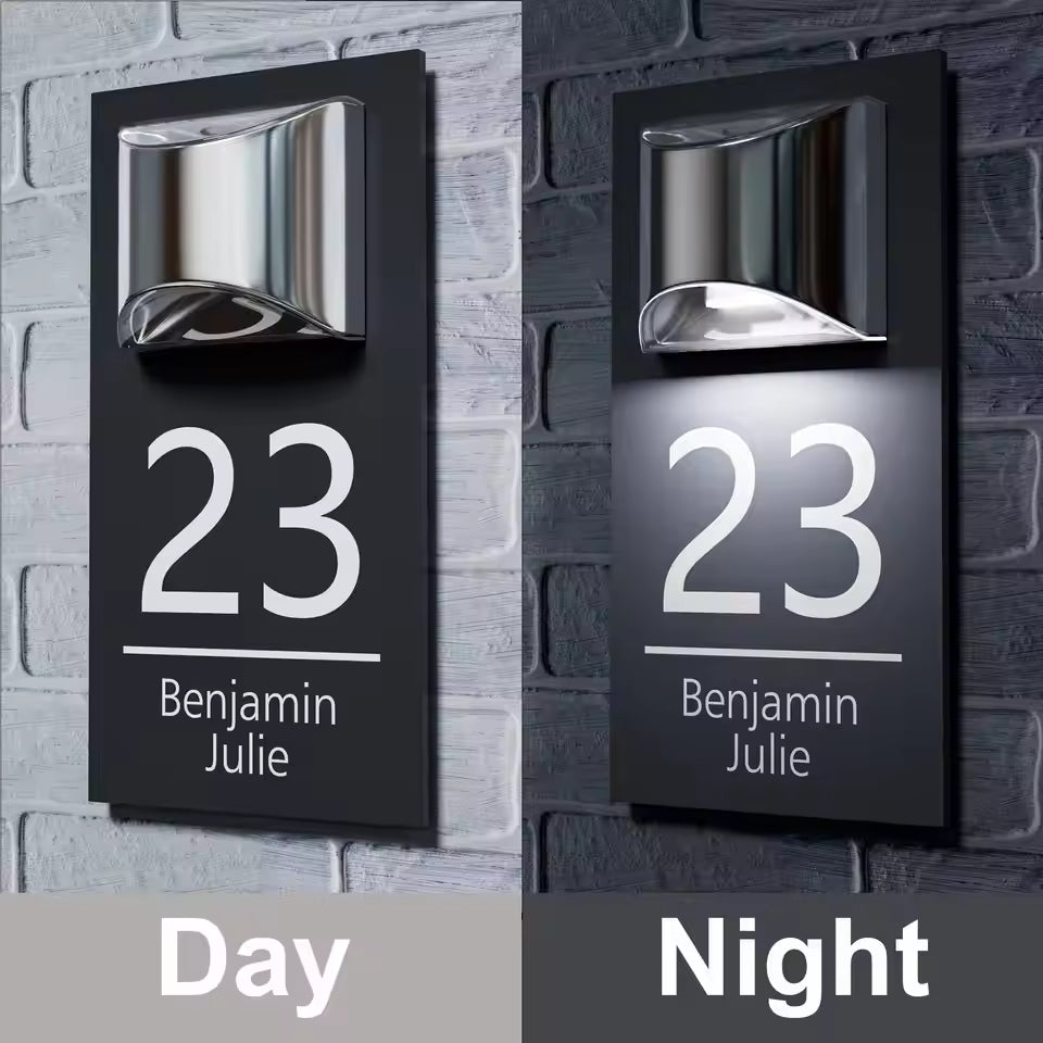 Personalized Solar Modern Door Plaque 2in1 (Engraved)