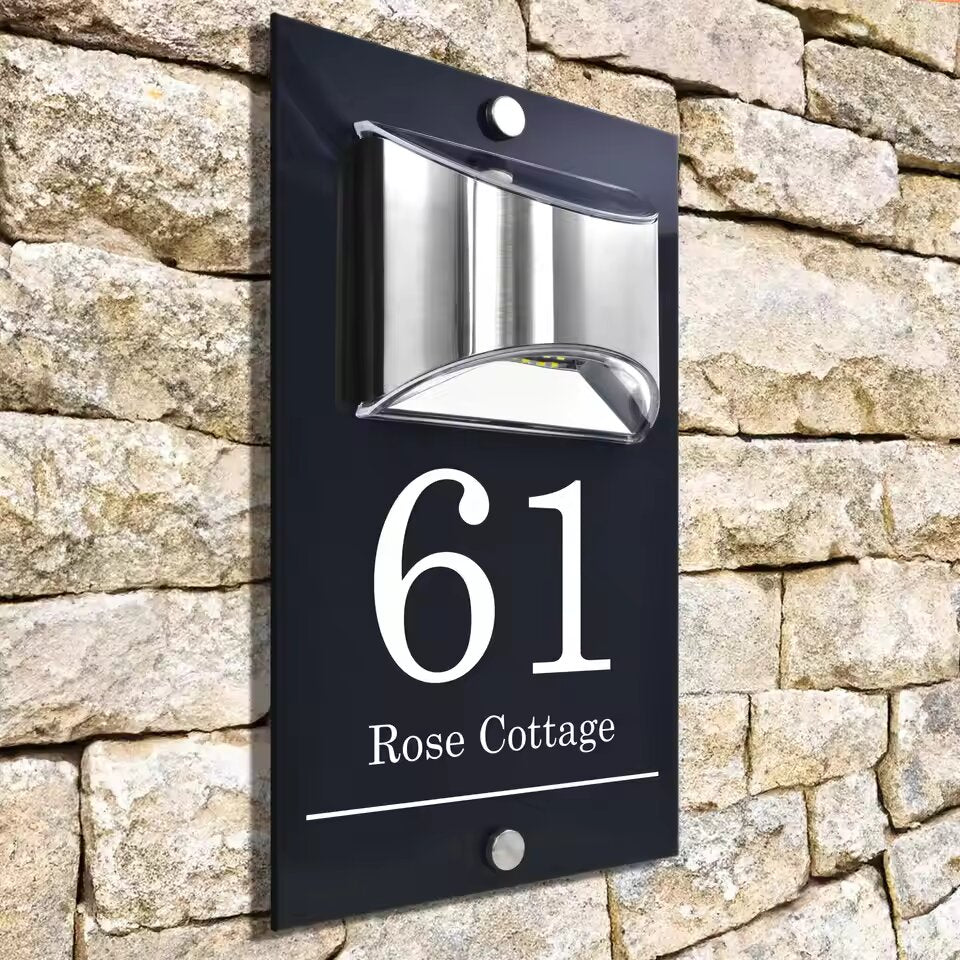 Personalized Solar Modern Door Plaque 2in1 (Engraved)