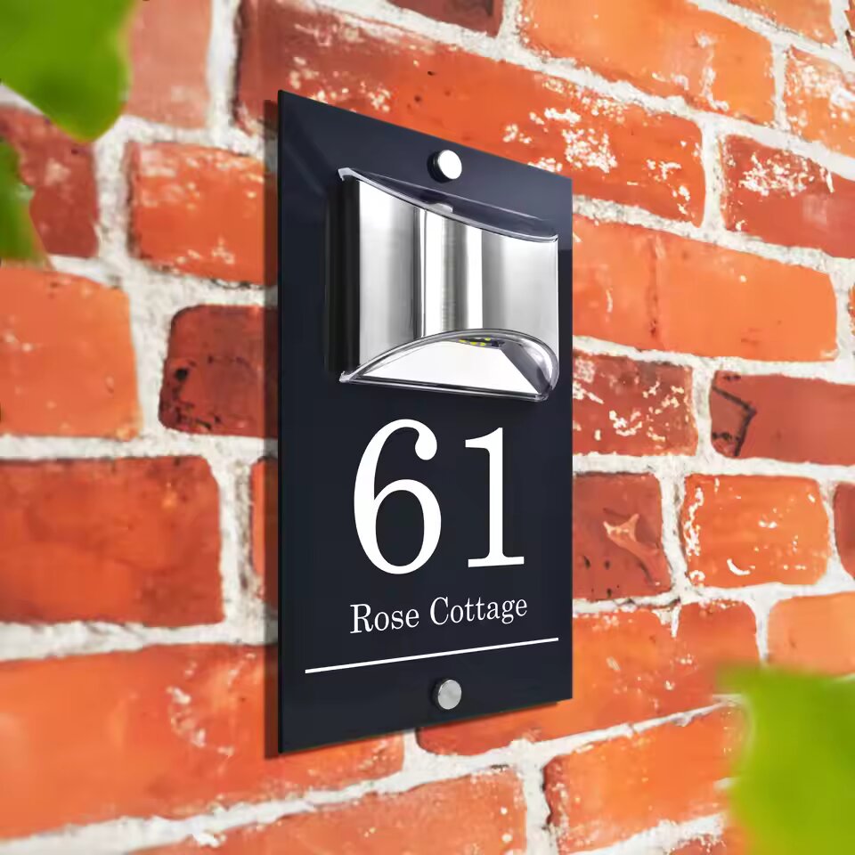 Personalized Solar Modern Door Plaque 2in1 (Engraved)