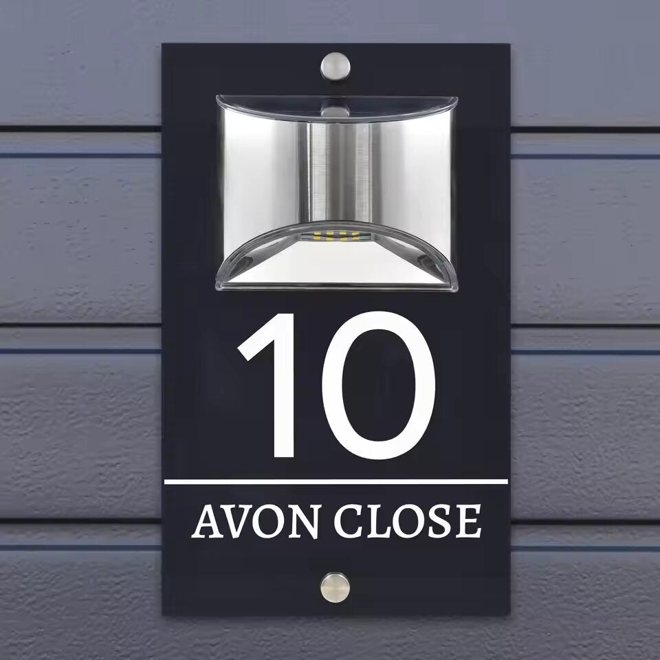 Personalized Solar Modern Door Plaque 2in1 (Engraved)