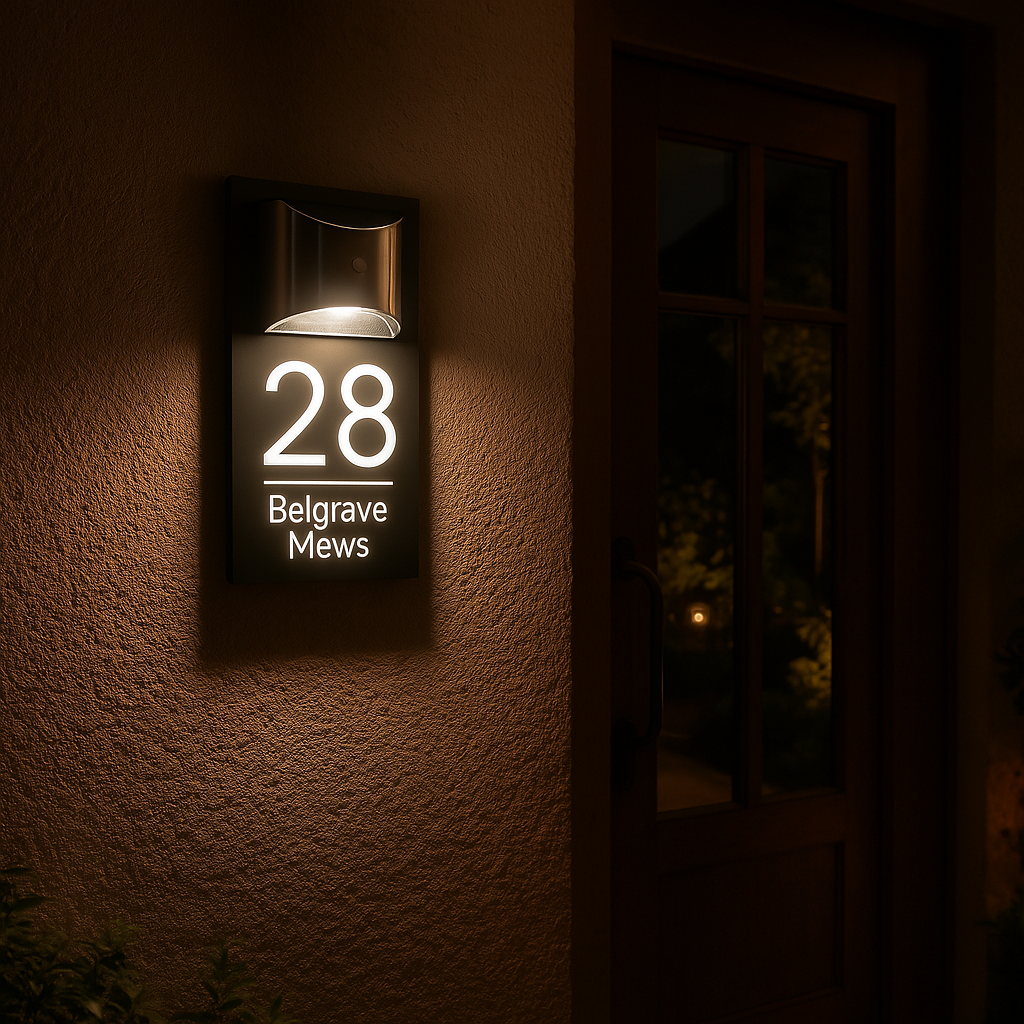 Personalized Solar Modern Door Plaque 2in1 (Engraved)