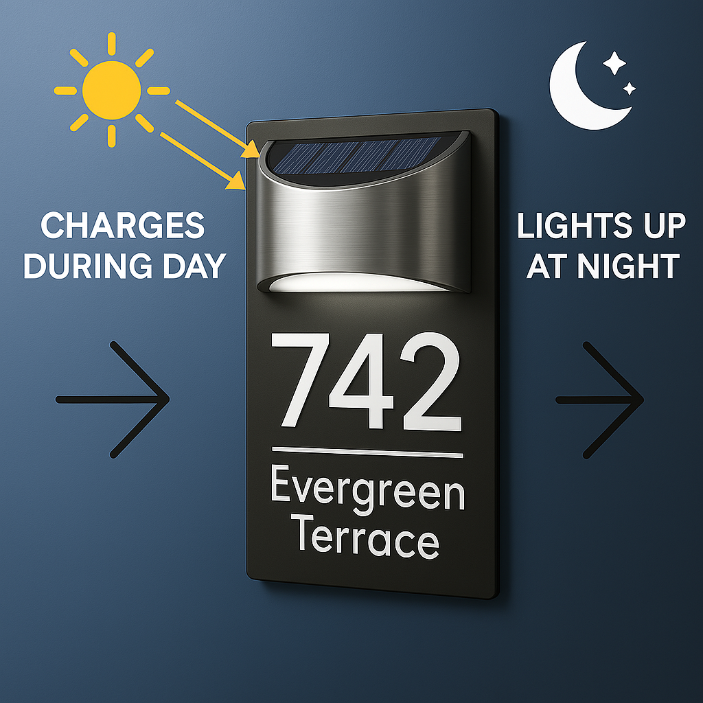 Personalized Solar Modern Door Plaque 2in1 (Engraved)